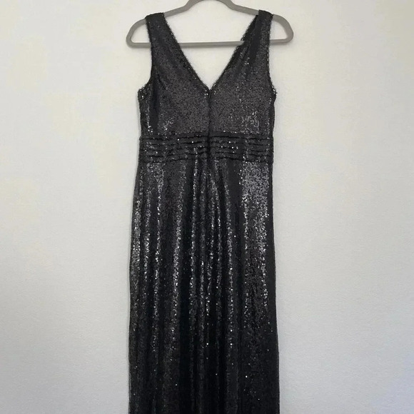 Kate Kasin Sequin Formal Cocktail Party Evening Maxi Dress Black Size 6 - Picture 9 of 13